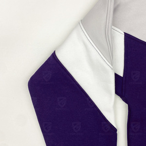 Sudadera con Capucha Unisex con Bloques de Color, Morado, Gris y Blanco, de Forro Polar, Casual, para Otoño, Corte Regular, con Bolsillos - Product Image 3