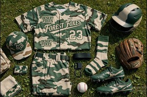 Conjunto de Uniforme de Béisbol de Camuflaje para Hombre, Jersey con Botones al Frente, Pantalones, Gorra y Calcetines - Product Image 4