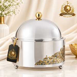 White And Gold Cutout <b>Insulated</b> Casserole <b>Food</b> Warmer Hot Pot Buffet Server For Kitchen Dining Table - Product Image 2
