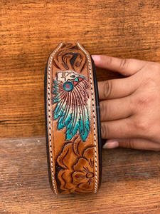 Collier pour chien en cuir taillé à la main Western Colliers pour animaux de compagnie taillés à la main Crâne Vente en gros de collier pour chien rembourré multi-usages en cuir de vachette - Product Image 2