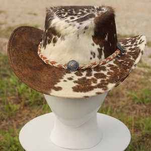 Chapeau haut de forme en cuir de vachette fait main de qualité supérieure, style steampunk, accessoire de cosplay western rustique - Product Image 2