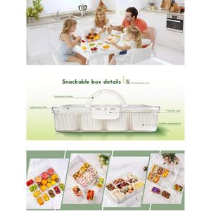 Contenitore Multiuso Bianco per Alimenti con 8 Scomparti Rimovibili, Coperchio Ermetico, Organizer per Snack, Frutta, Frutta Secca, Biscotti, Picnic e Feste - Product Image 4