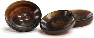 Bouton 100% poli en corne de buffle marron à quatre trous, imitation artisanale écologique de style antique, Uttar Pradesh, pour vêtements et décoration intérieure - Product Image 2