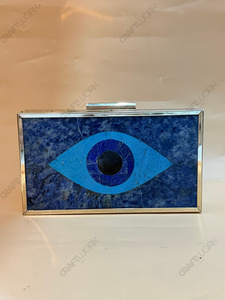 Pochette Evil Eye en Lapis Lazuli, Minaudière de Luxe Faite à la Main en Pierres Précieuses, Sac de Soirée de Créateur, Sac à Main de Mariée - Product Image 5