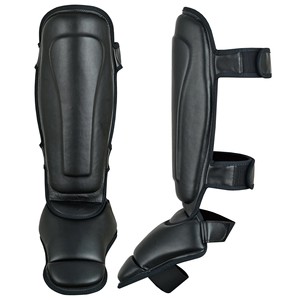 Espinilleras de Cuero Anatómicas Precurvadas Profesionales OEM con Doble Correa para Muay Thai, Kickboxing, MMA y Entrenamiento de Pie y Empeine - Product Image 1