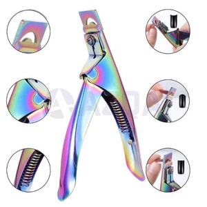 <b>Professional</b> Rainbow Titanium Coated Stainless Steel <b>Nail</b> <b>Clippers</b> for Finger Acrylic <b>Nails</b> and False <b>Nail</b> Tips - Product Image 4