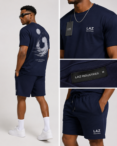 LAZ INDUSTRIES Men's Beige T-Shirt Brown Shorts Set Crew Neck Printed Knitted Breathable Cotton Summer Casual Wear Wholesale - Product Image 6