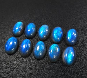 ลาบราดอไรต์สีน้ำเงินธรรมชาติ 8x10 มม. 13x18 มม. พลอยคาโบชอง งานแฮนด์เมด รับรองโดยบุคคลที่สาม สีเล่นแสงสวยงาม ขัดเงา คุณภาพสูง Ff - Product Image 6