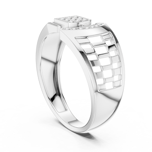 Men's Zircon Ring Silver Wedding Band <b>Square</b> Cluster Inlay Prong <b>Set</b> Party Jewelry - Product Image 3