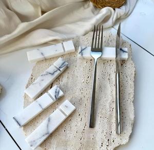 Reposacuchillos de Mármol Blanco de Diseño, Soporte para Cuchillos, Tenedores y Cucharas de Piedra Esculpida a Mano, Organizador de Mesa de Comedor Moderno y Lujoso de Primera Calidad - Product Image 6