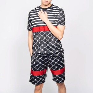 Conjuntos de Camiseta y Pantalones Cortos para Hombre, 100% Poliéster, Transpirables, de Secado Rápido, Conjuntos Deportivos a Precio de Mayoreo - Product Image 1