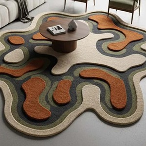 Alfombra de Lana Moderna y Lujosa con Diseño Abstracto, Forma Irregular, Alfombra de Diseño con Mechones, Decoración Suave para el Suelo de la Sala de Estar, Dormitorio, Hogar Contemporáneo - Product Image 3