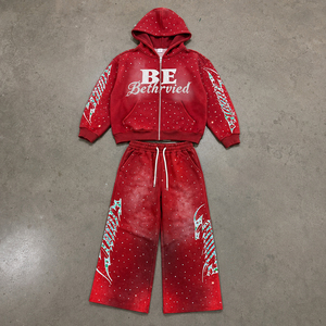 Sweat à capuche personnalisé pour homme, style streetwear, avec strass, coupe oversize, effet délavé, broderie, 100% coton, anti-rétrécissement, effet soleil éclairé - Product Image 6