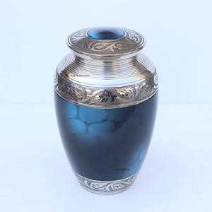 Premium Brass Cremation Urns for Human Ashes Customized Blue Clouds Color Pattern Brass Urn Handcrafted Brass Adult Ashes Urns - Product Image 1