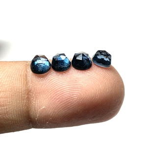 Topacio Azul de Londres con Corte Rosa, Facetado a Mano, Topacio Azul de Londres Redondo con Corte Rosa - Product Image 4