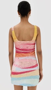 Robe mini élégante ornée de perles et de paillettes pour adolescentes, tenue de soirée à franges avec logo au dos, silhouette droite formelle - Product Image 3