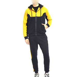 Yellow & Black Color Best Quality Material Training Wear Simple Tracksuits, Full-Length Regular Fit Tracksuit with Full Sleeves - Product Image 1