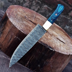 Couteau de chef artisanal en acier Damas de haute qualité, manche en Micarta, étui en cuir, couteau de survie utilitaire - Product Image 4