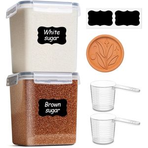 Set di 2 Contenitori per Zucchero di Canna da 2,5L/2,6Qt in Terracotta, Ermetici per Alimenti con Coperchi, Salva-Zucchero in Plastica - Product Image 1