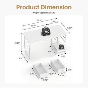 New Title Compact 40 Inch Computer <b>Desk</b> <b>with</b> 2 <b>Drawers</b> Storage Shelf & Headphone Hook Simple <b>Study</b> Writing Table for Bedroom - Product Image 2