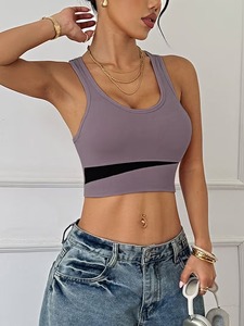 เสื้อชั้นในออกกำลังกายแบบไร้ตะเข็บสำหรับผู้หญิง |   เสื้อกล้ามออกกำลังกายทรงยาวสีเทา |   เสื้อครอปท็อปผ้าไนลอนสแปนเด็กซ์เสริมฟองน้ำสำหรับเล่นกีฬา - Product Image 4