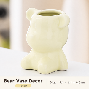 Vase en céramique ours mignon et moderne, couleur unie émaillée, ornement d'aromathérapie, décoration de bureau pour la maison et le jardin intérieur - Product Image 6