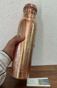 Botella de agua de cobre grabada y personalizada con ágata, moderna, para dormitorio, artesanía de ensueño, hecha en India, Año Nuevo Chino - Product Image 4