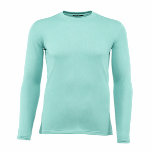 Camiseta Deportiva Personalizada de Manga Larga con Cuello en V, Tejido Waffle Térmico, Color Verde Menta, Ajuste Delgado, Secado Rápido, para Gimnasio y Entrenamiento - Product Image 1