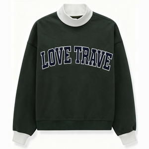 Sweat-shirt à col montant en molleton de coton lourd 420g personnalisé pour femme, avec broderie en patch - Product Image 6