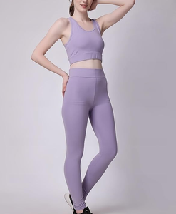 Conjunto Deportivo OEM Personalizado para Mujer, Sujetador Deportivo Sin Relleno y Leggings para Gimnasio, Yoga, Ejercicio, Tejido Suave, Transpirable y Elástico, 2 Piezas - Product Image 1
