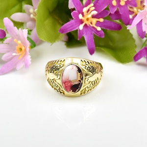 925 Sterling Silver Natural Red Rose Mohave <b>Turquoise</b> Handmade Silver <b>Ring</b> Gemstone 18K Gold Vermeil Jewelry Wedding Gift <b>Ring</b> - Product Image 1