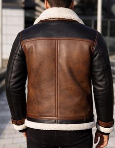 Veste de moto en cuir et fourrure pour homme TOPSHOW Exclusive, épaisse, chaude, confortable, douce, coupe ajustée, vêtement d'extérieur tendance, imperméable et respirante - Product Image 3