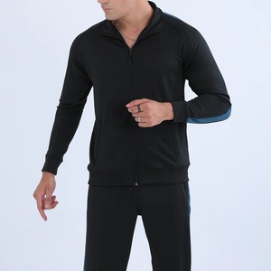 Ensemble de survêtement pour homme, veste de sport zippée et pantalon à rayures latérales, tenue de jogging décontractée, vêtements d'entraînement, fournisseur direct d'usine - Product Image 3