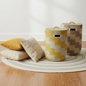 Cheap Durable Seagrass Laundry <b>Basket</b> <b>with</b> <b>Lid</b> Handwoven Organic Storage <b>Basket</b> for Minimalist Home Decor and Use - Product Image 5