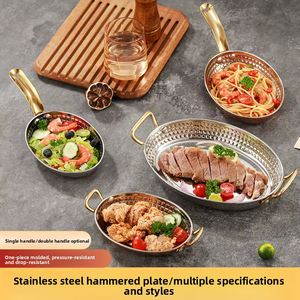 <b>Copper</b> Round Cooking Pans with Brass <b>Handles</b> Durable Modern Design for <b>Kitchen</b> - Product Image 6