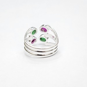 Handmade 925 Sterling <b>Silver</b> Multi Gemstone <b>Adjustable</b> Open <b>Ring</b> Bypass Band for Women Fine Jewelry Wholesale - Product Image 6