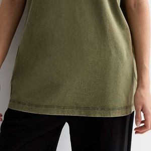 Camiseta de Algodón Lavado al Ácido Estilo Vintage para Mujer, Personalizable, de Manga Corta, Transpirable, Ecológica, Antiarrugas, con Logotipo Frontal OEM - Product Image 4