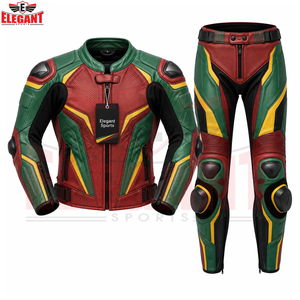 Combinaison de moto deux pièces pour course automobile avec protections rigides pour les épaules et les genoux, combinaison en cuir de qualité supérieure pour course sur circuit - Product Image 5