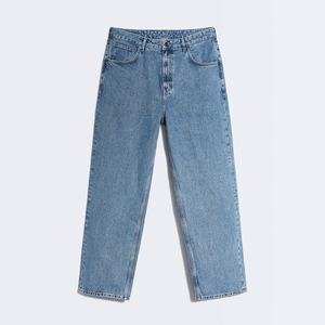 MEESAM LEATHER HOSIERY Jeans de mezclilla unisex 100% algodón de secado rápido, cintura alta, peso pesado, estilo vintage, corte regular, rectos, con relieve - Product Image 3