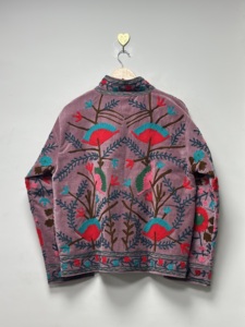 Unique Embroidery Coat Indian Handmade Unisex Premium Blazer Polyester Cotton Velvet Floral Pattern <b>Vintage</b> <b>Bomber</b> <b>Jacket</b> - Product Image 6