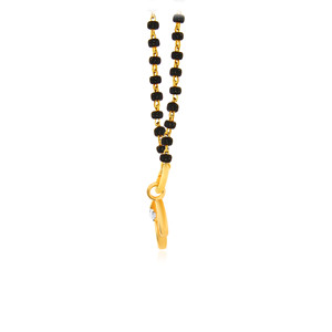 Elegante Collar Mangalsutra Chapado en Oro Rosa con Cuentas Negras y Colgante de Diamante de Corte Redondo Cultivado en Laboratorio - Product Image 3