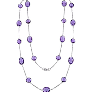 Collar de amatista en plata de ley 92.5 KLSS-40197 - Product Image 1