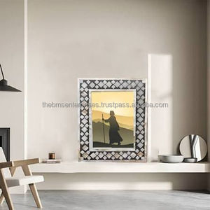 Cadre photo ovale en nacre avec motif floral noir – Meilleure vente - Product Image 5