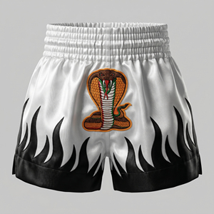 Custom Cobra <b>Patch</b> <b>Men</b> Muay Thai <b>Shorts</b> White Satin Kickboxing Trunks Wholesale Custom Logo Snake Embroidered MMA Fighting <b>Short</b> - Product Image 5