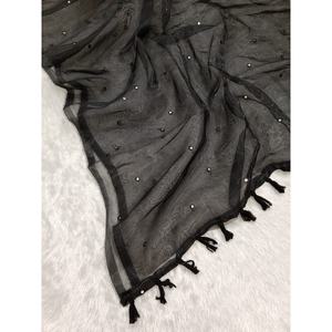 ESPEJO DE ORGANZA DE MODA TRABAJO CON LATKAN SAREE CON BLUSA SIN COSTAR NEGRO - Product Image 2