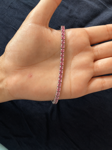 7.5 Inch Pink Tourmaline Tennis <b>Bracelet</b> 925 Sterling Silver Jewelry for Women Wholesale - Product Image 2
