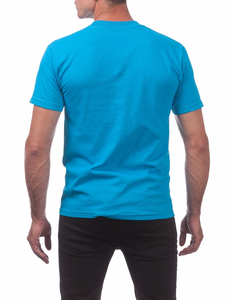 T-shirt décontracté chic pour homme, couleur turquoise, manches courtes, col en V, 100% coton, respirant, écologique - Product Image 2