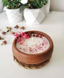 Decorative Wooden Base Candle Bowl For Home Wedding Festive Stylish Dough Candle Container For Tabletop Restaurants & Cafes - Product Image 2