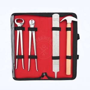 Kit de Herramientas para Herrador con Cortaúñas Afilado, Herramienta para Extraer Clavos, Lima de Doble Cara y Martillo de Empuje en Estuche de Transporte - Product Image 1