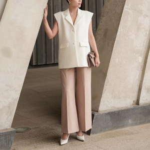 Pantalon de maternité droit pour femme, coupe large, taille élastique, respirant, anti-plis, séchage rapide, idéal pour l'été, le bureau ou les occasions décontractées - Product Image 1